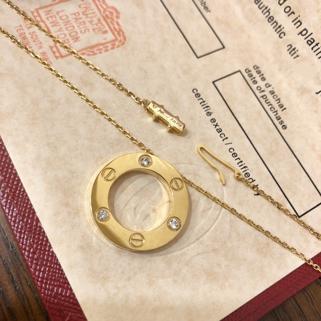 [Rosla]LOVE NECKLACE 16MM 3 DIAMONDS