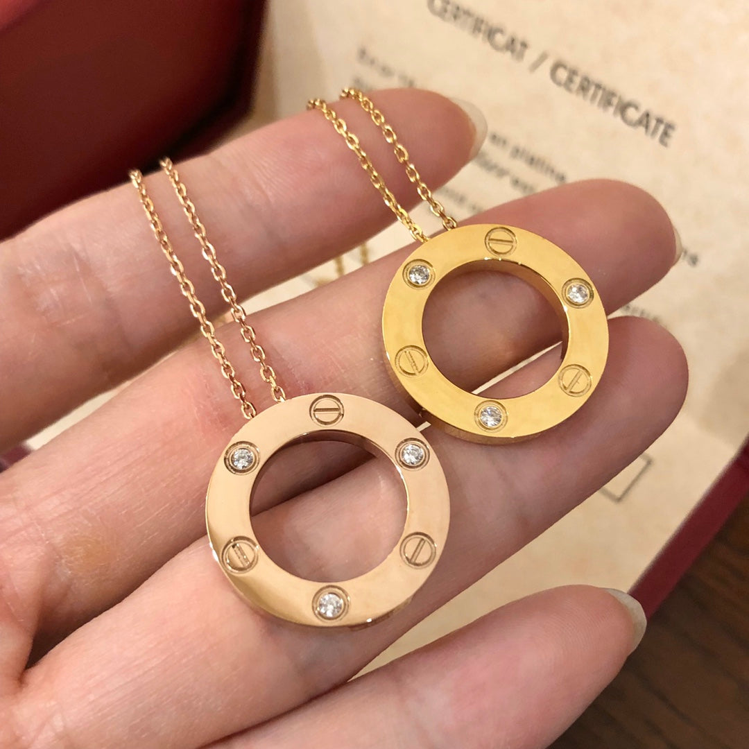 [Rosla]LOVE NECKLACE 16MM 3 DIAMONDS