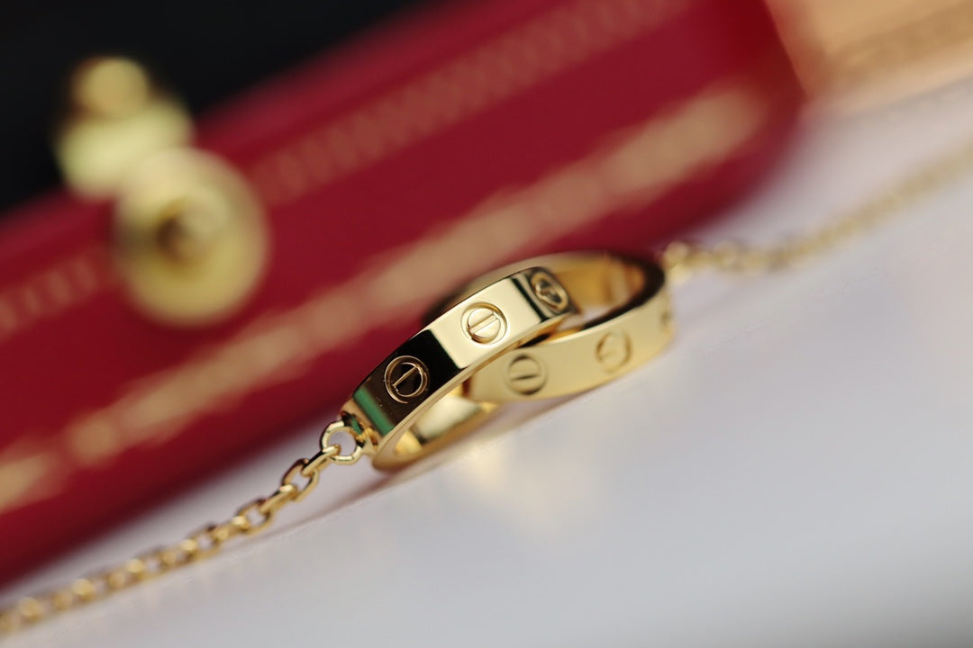 [Rosla]LOVE NECKLACE DOUBLE RING GOLD