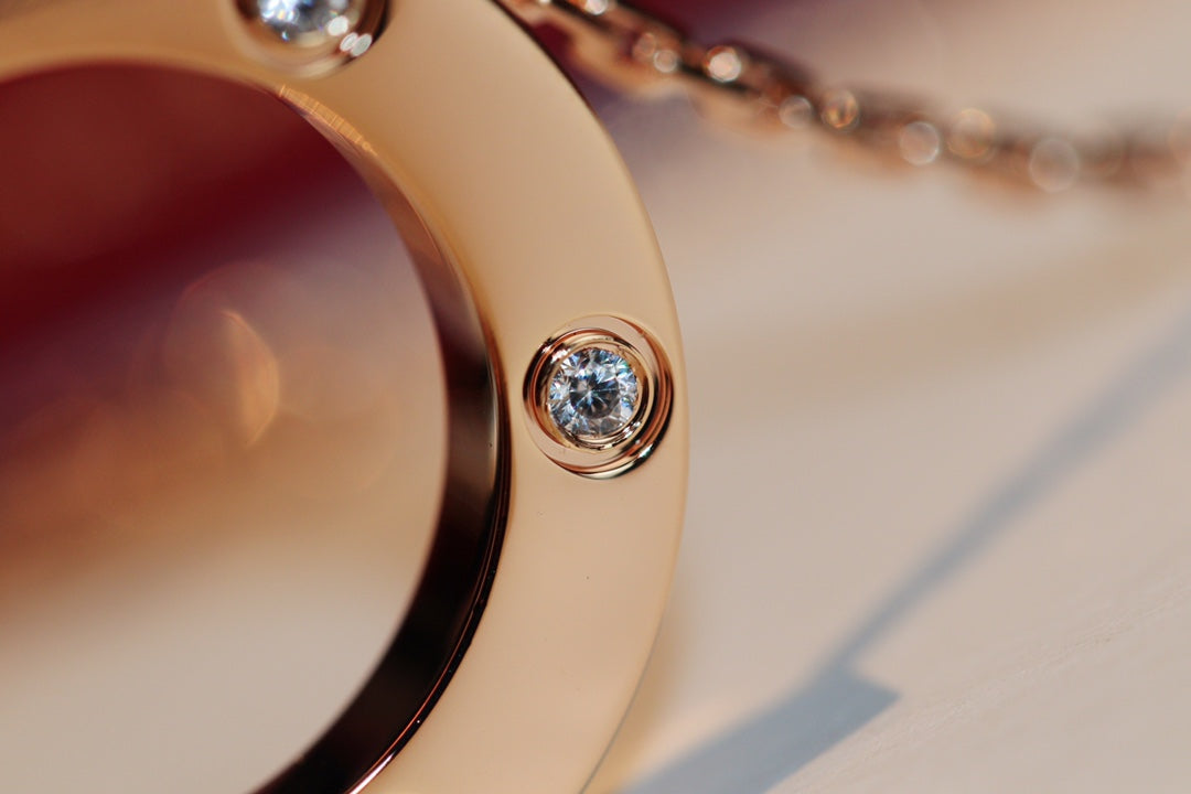 [Rosla]LOVE NECKLACE 16MM 6 DIAMONDS PINK GOLD