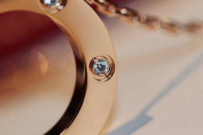 [Rosla]LOVE NECKLACE 16MM 6 DIAMONDS PINK GOLD