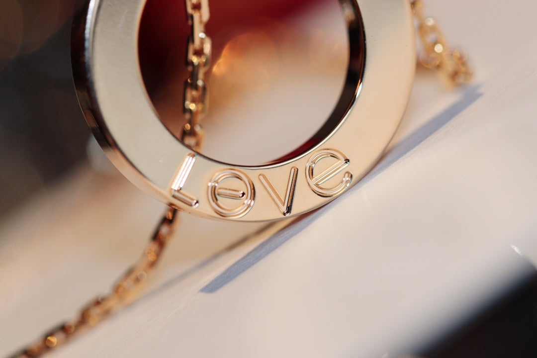 [Rosla]LOVE NECKLACE 16MM 6 DIAMONDS PINK GOLD