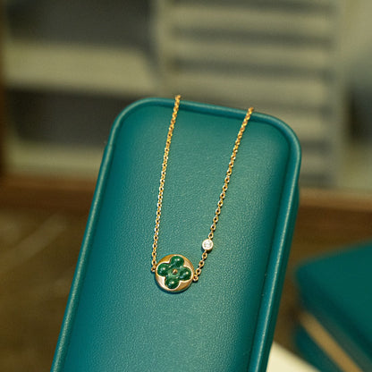 [Rosla]SUN MALACHITE 1 DIAMOND PINK GOLD BRACELET