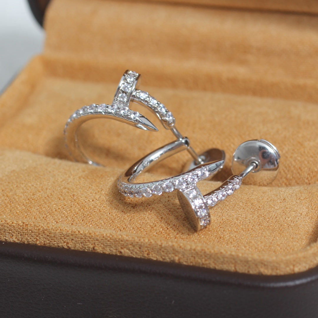 [Rosla]JUSTE EARRINGS 12.75MM SILVER DIAMOND