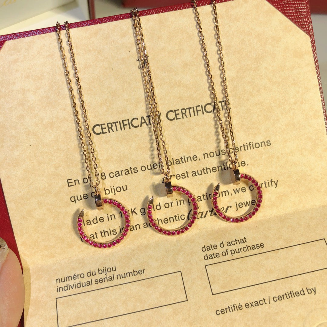 [Rosla]JUSTE NECKLACE GOLD RED DIAMONDS