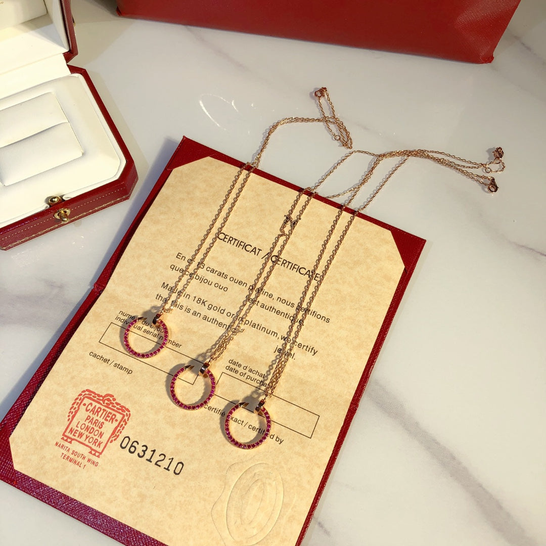 [Rosla]JUSTE NECKLACE GOLD RED DIAMONDS
