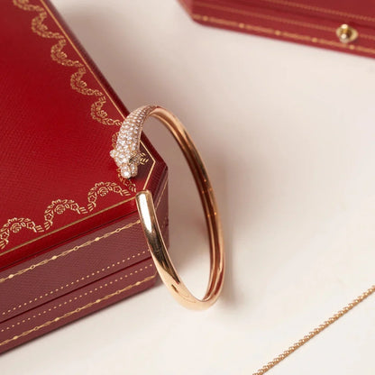 [Rosla]PANTHERE HALF DIAMOND OPEN BRACELET