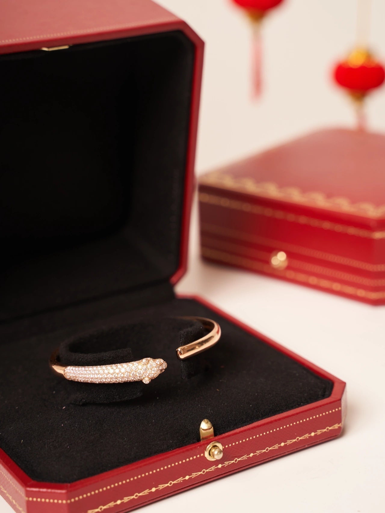 [Rosla]PANTHERE ROSE GOLD DIAMOND OPEN BRACELET
