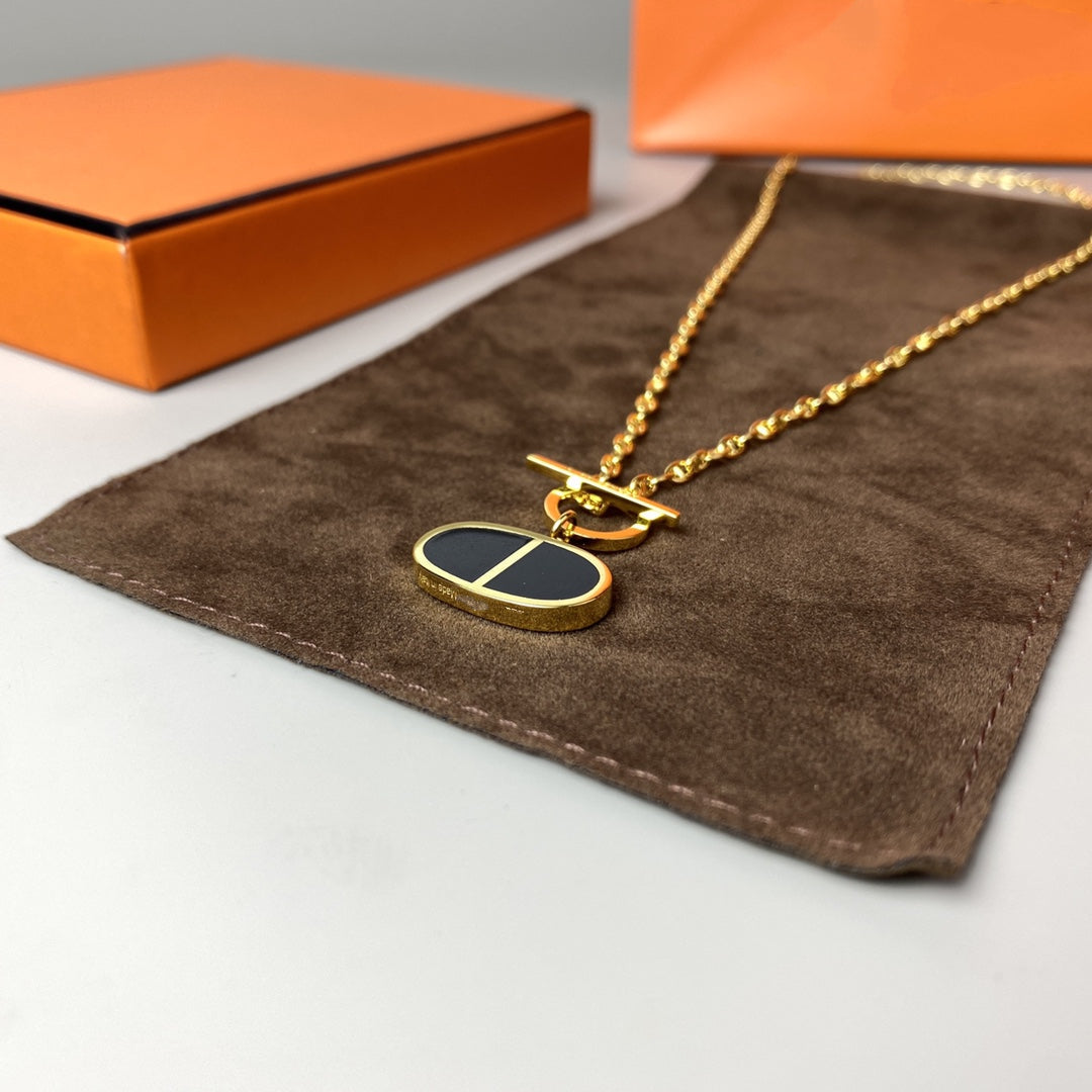 [Rosla]CHAINE VERSO BLACK CERAMIC NECKLACE