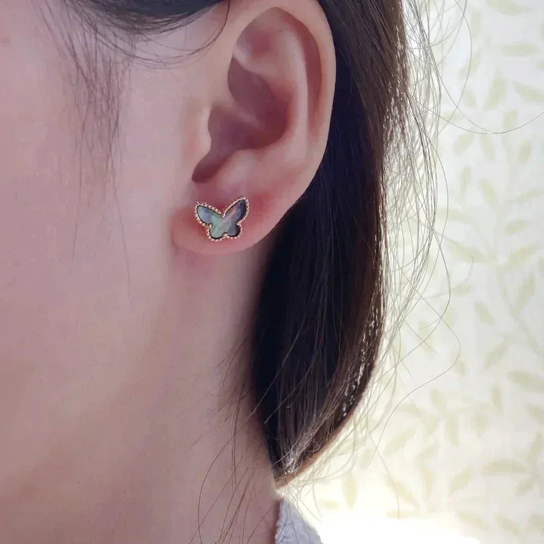 [Rosla]BUTTERFLY DARK MOP  EARRINGS