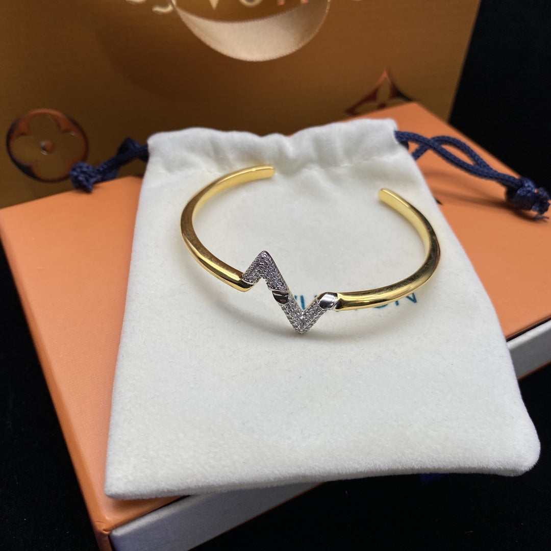 [Rosla]VOLTE UPSITE DOWN DIAMOND GOLD OPEN BRACELET