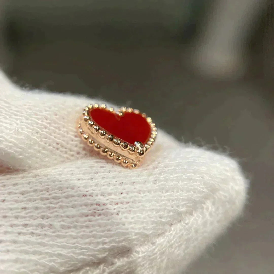 [Rosla]HEART CARNELIAN STUD EARRINGS