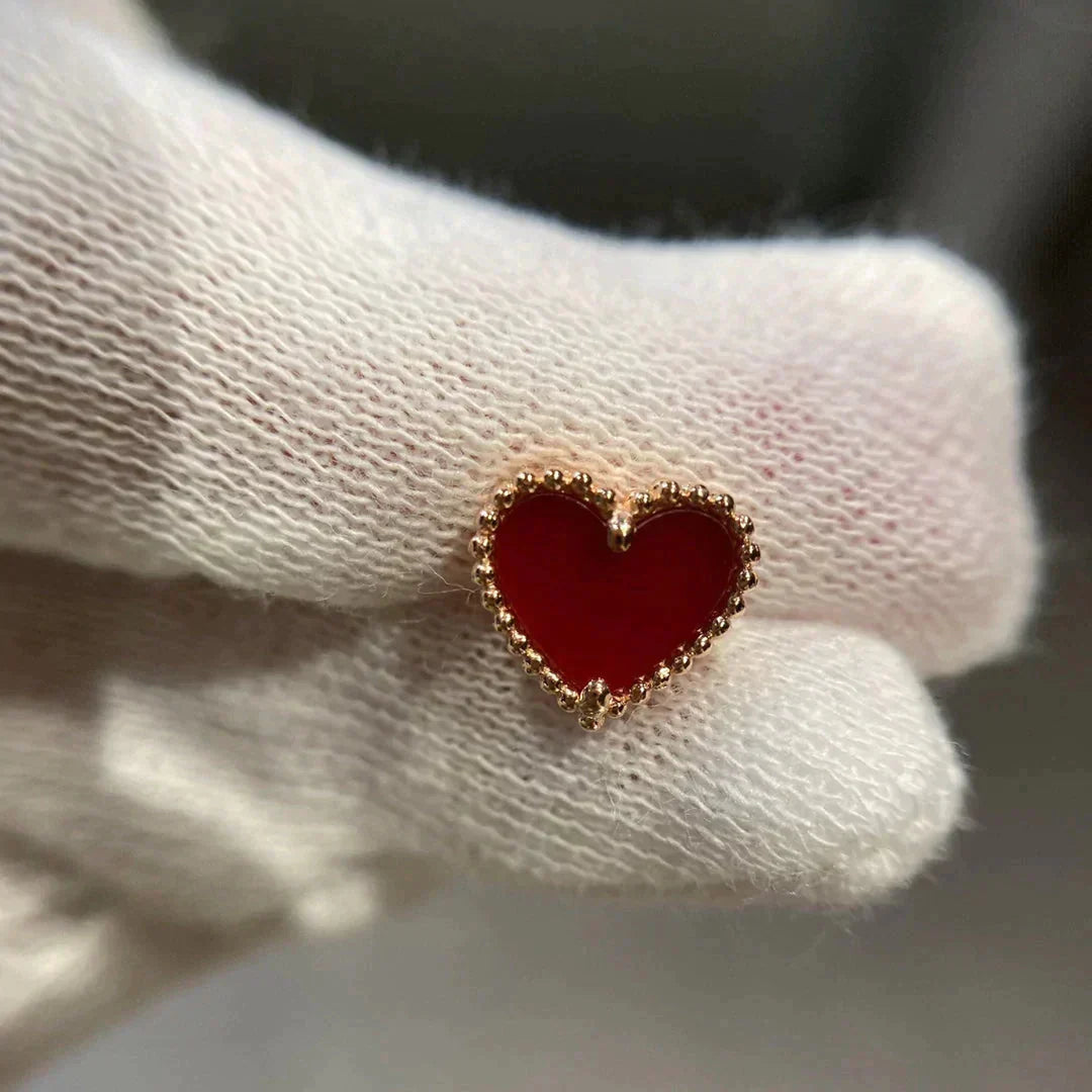 [Rosla]HEART CARNELIAN STUD EARRINGS