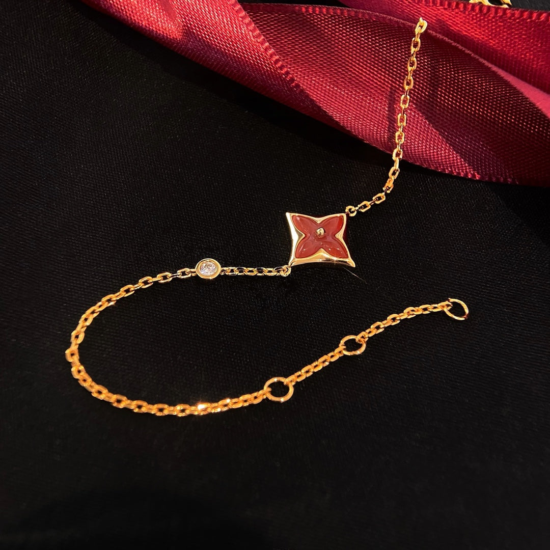 [Rosla]COLOR STAR CARNELIAN PINK GOLD DIAMOND BRACELET
