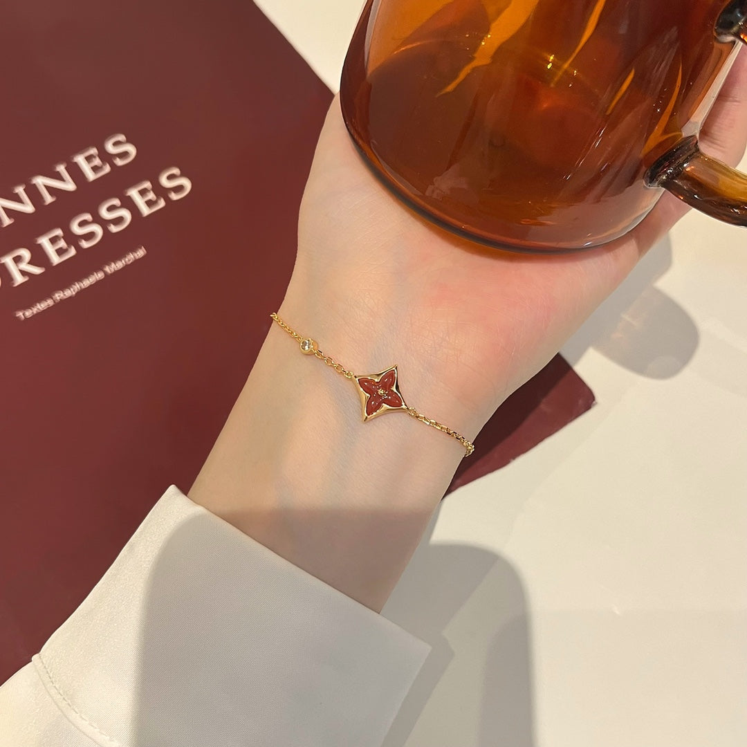 [Rosla]COLOR STAR CARNELIAN PINK GOLD DIAMOND BRACELET