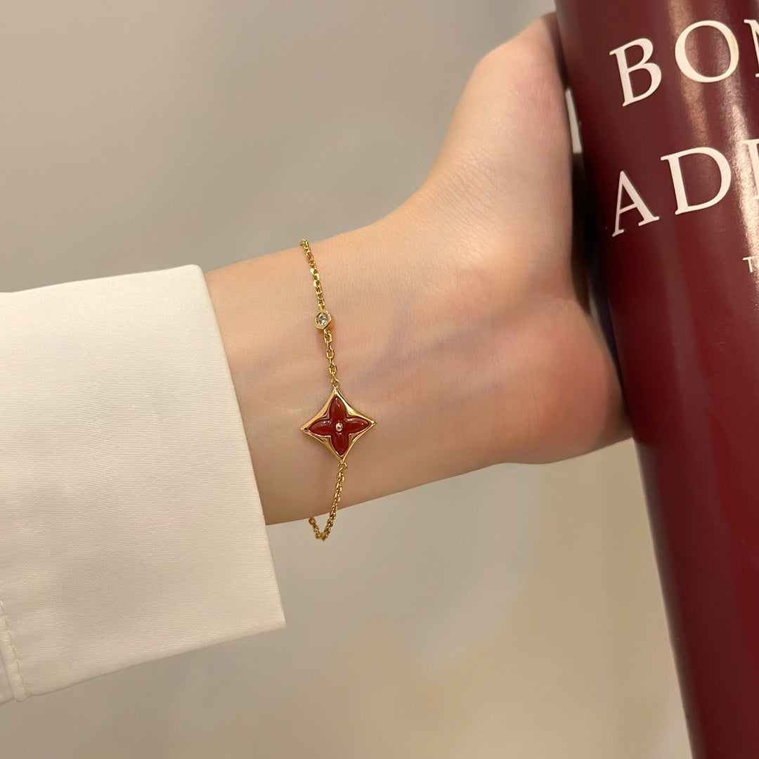 [Rosla]COLOR STAR CARNELIAN PINK GOLD DIAMOND BRACELET