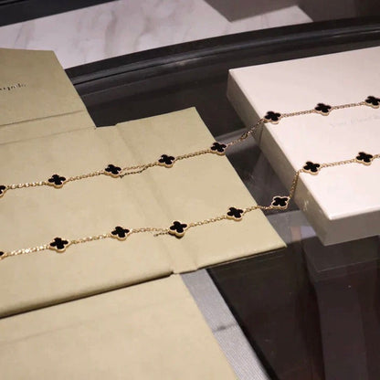 [Rosla]CLOVER 20 MOTIFS ONYX NECKLACE