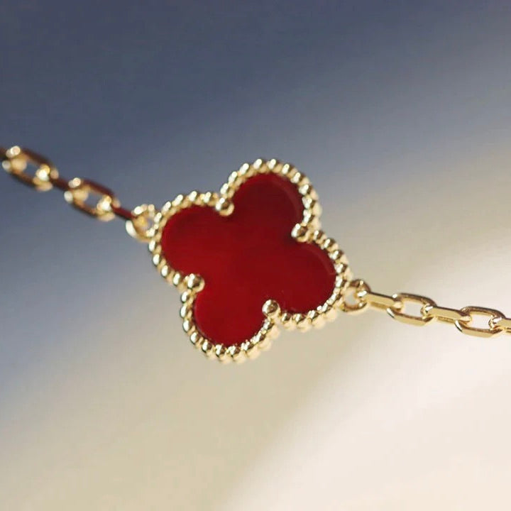 [Rosla]CLOVER 20 MOTIFS CARNELIAN NECKLACE