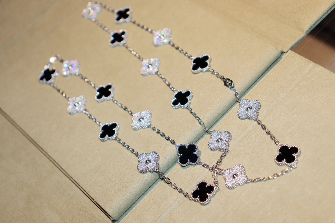 [Rosla]CLOVER 20 MOTIFS ONYX DIAMOND SILVER