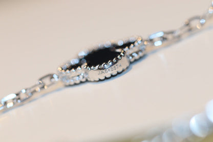 [Rosla]CLOVER 20 MOTIFS ONYX DIAMOND SILVER