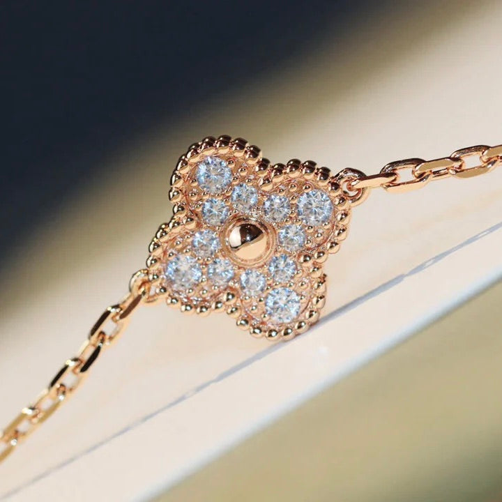 [Rosla]CLOVER 20 MOTIFS MALACHITE DIAMOND NECKLACE