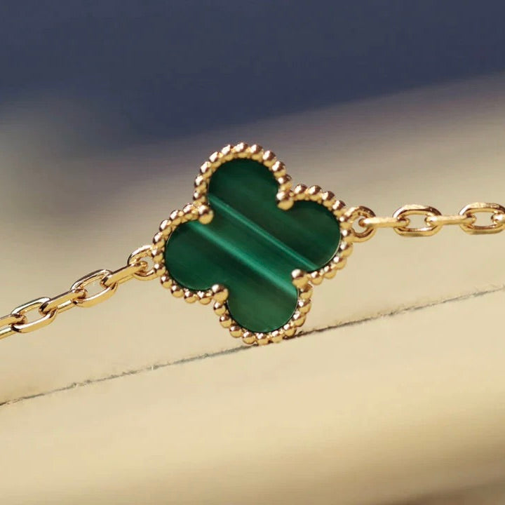[Rosla]CLOVER 20 MOTIFS MALACHITE DIAMOND NECKLACE