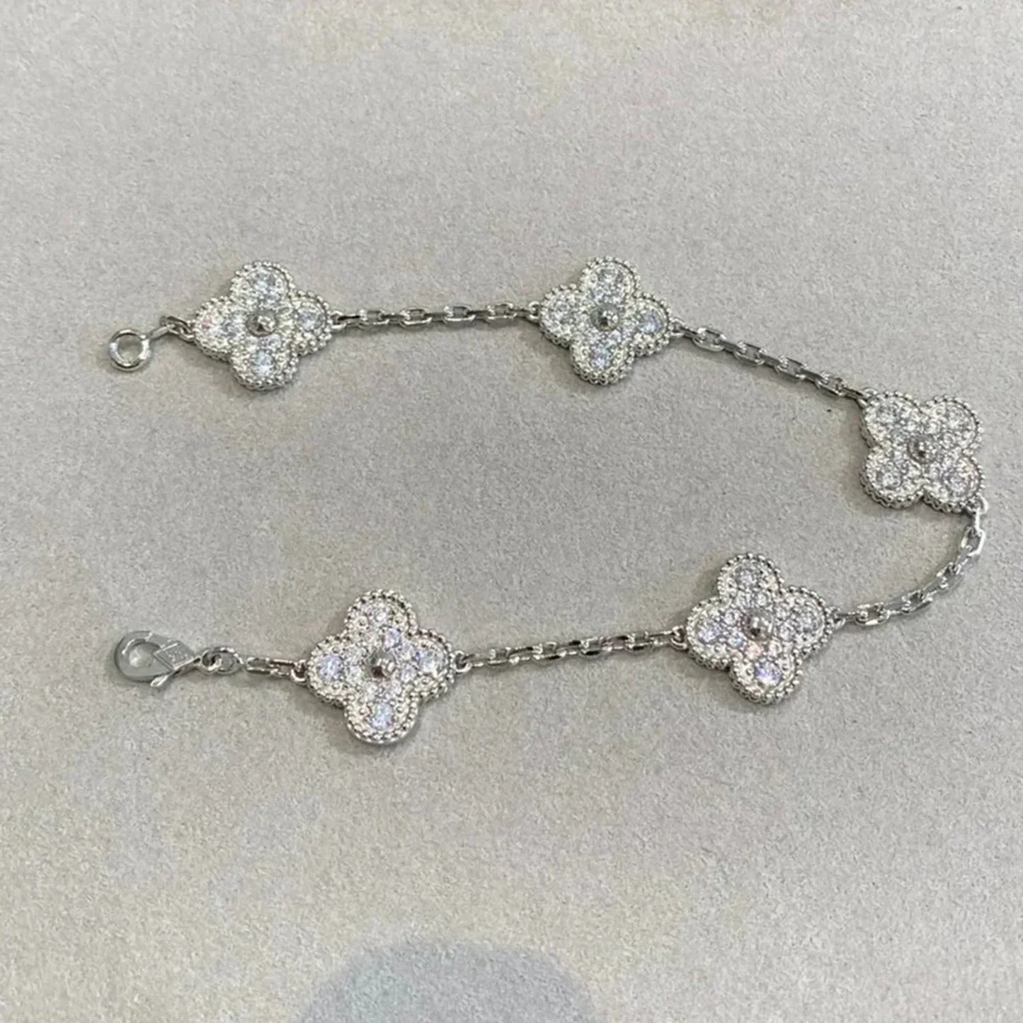 [Rosla] CLOVER 5 MOTIF FULL DIAMOND BRACELET COLLECTION