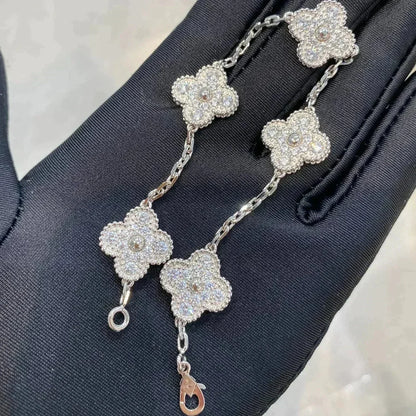 [Rosla] CLOVER 5 MOTIF FULL DIAMOND BRACELET COLLECTION