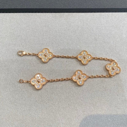 [Rosla] CLOVER 5 MOTIF FULL DIAMOND BRACELET COLLECTION