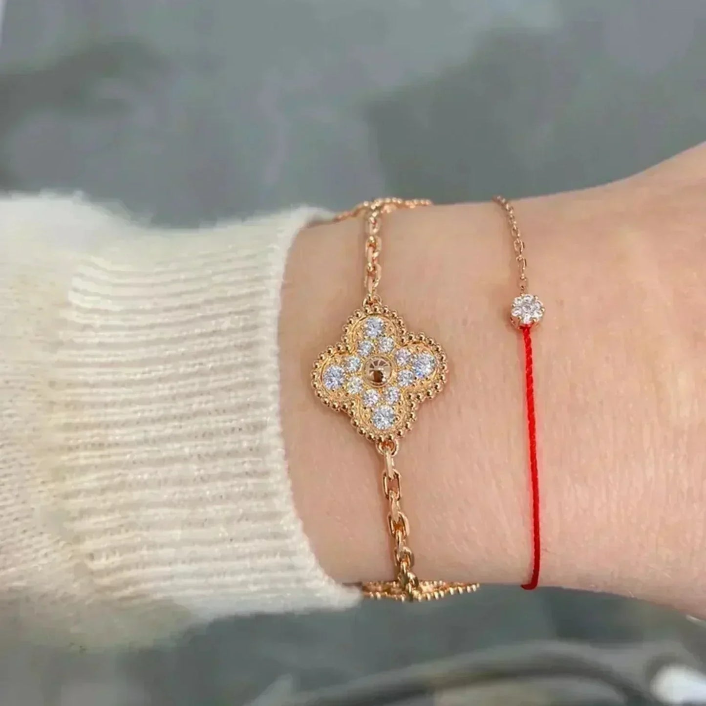 [Rosla] CLOVER 5 MOTIF FULL DIAMOND BRACELET COLLECTION