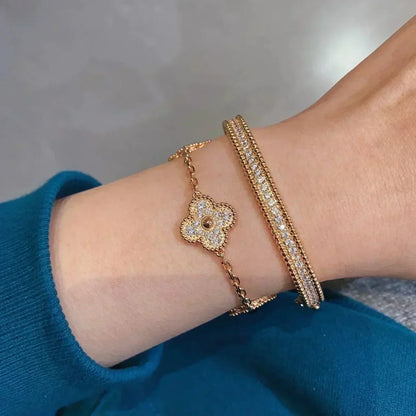[Rosla] CLOVER 5 MOTIF FULL DIAMOND BRACELET COLLECTION