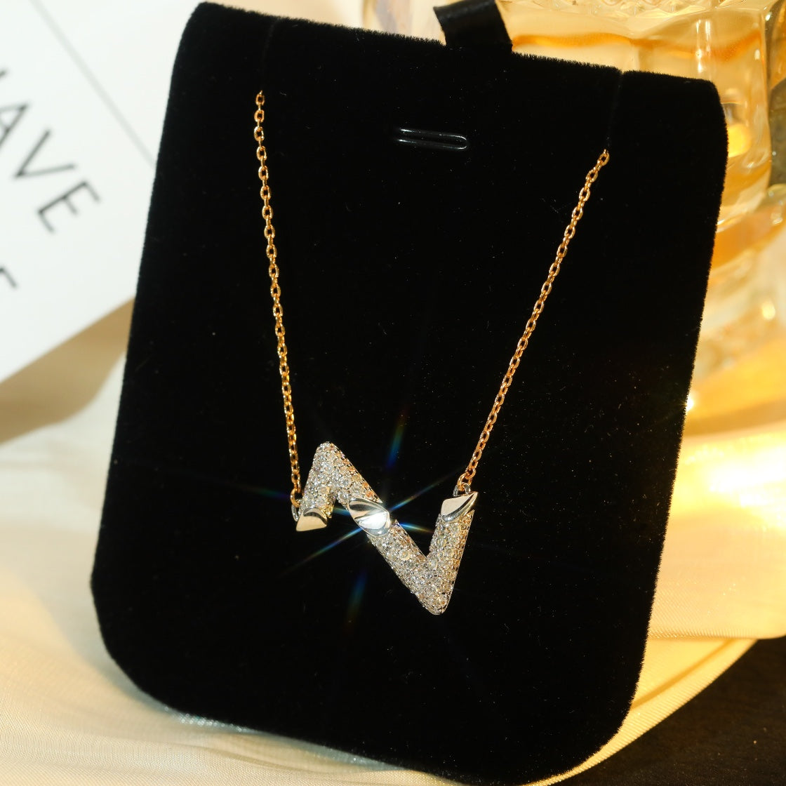 [Rosla]VOLT SILVER DIAMOND PEDANT NECKLACE