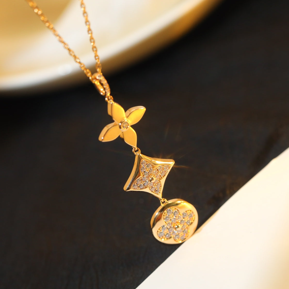 [Rosla]STAR AND SUN DIAMOND PINK GOLD NECKLACE