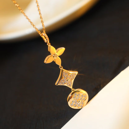 [Rosla]STAR AND SUN DIAMOND PINK GOLD NECKLACE