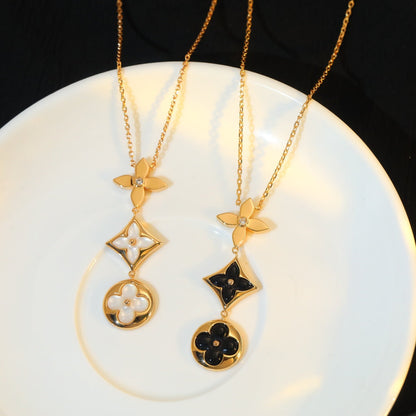 [Rosla]STAR AND SUN ONYX PINK GOLD NECKLACE