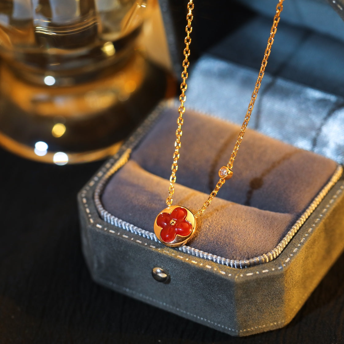 [Rosla]SUN PEDANT PINK GOLD 1 DIAMOND NECKLACE