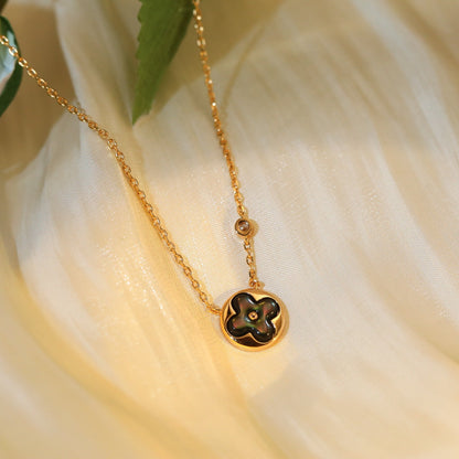 [Rosla]SUN PEDANT PINK GOLD 1 DIAMOND NECKLACE