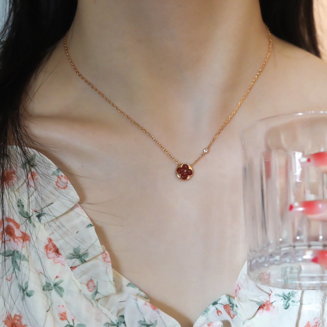 [Rosla]SUN PEDANT PINK GOLD 1 DIAMOND NECKLACE