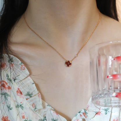 [Rosla]SUN PEDANT PINK GOLD 1 DIAMOND NECKLACE