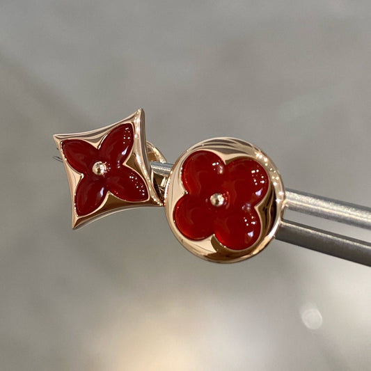 [Rosla]STAR AND SUN PINK GOLD CARNELIAN STUD EARRINGS