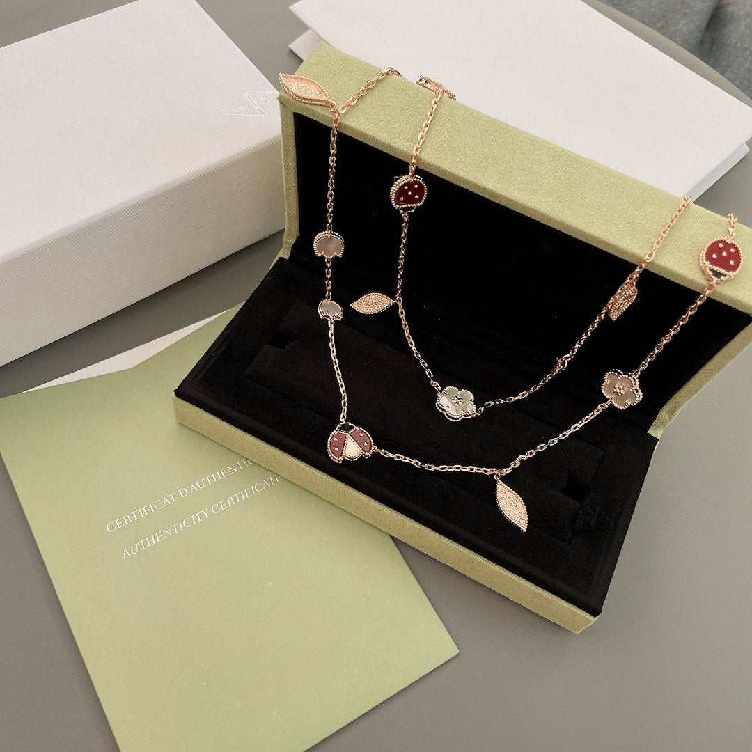 [Rosla]LUCKY SPRING 15 MOTIFS ROSE GOLD NECKLACE