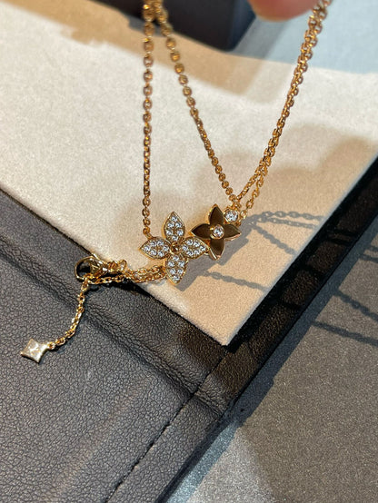 [Rosla]STAR BLOSSOM NECKLACE PINK GOLD DIAMONDS