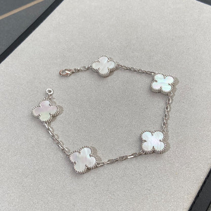 [Rosla]CLOVER WHITE PEARL MOP 5 MOTIF BRACELET COLLECTION