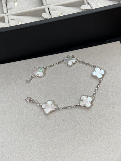 [Rosla]CLOVER WHITE PEARL MOP 5 MOTIF BRACELET COLLECTION