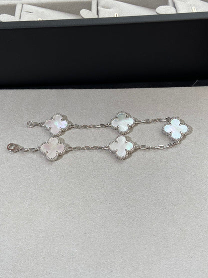 [Rosla]CLOVER WHITE PEARL MOP 5 MOTIF BRACELET COLLECTION