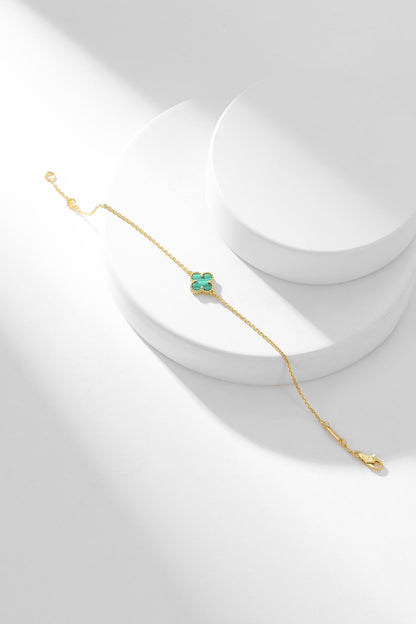 [Rosla]CLOVER BRACELET MALACHITE 1 MOTIF