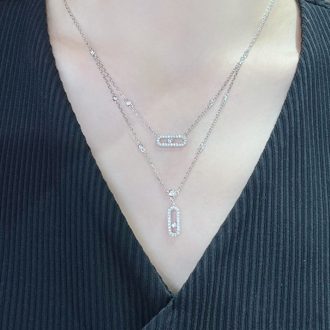[Rosla]MOVE 2 ROW DIAMOND NECKLACE