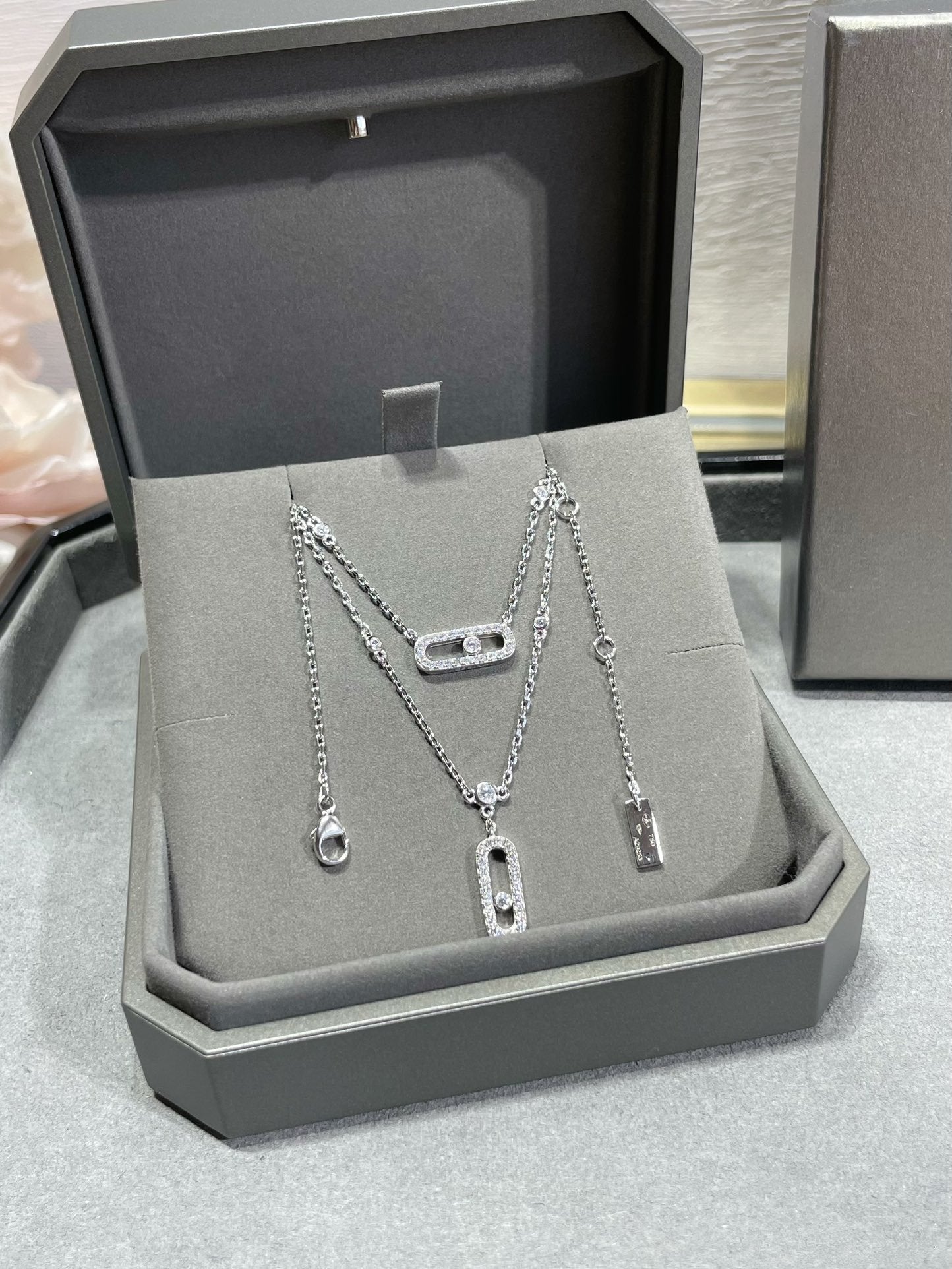 [Rosla]MOVE 2 ROW DIAMOND NECKLACE