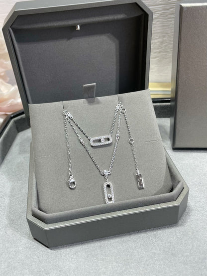 [Rosla]MOVE 2 ROW DIAMOND NECKLACE