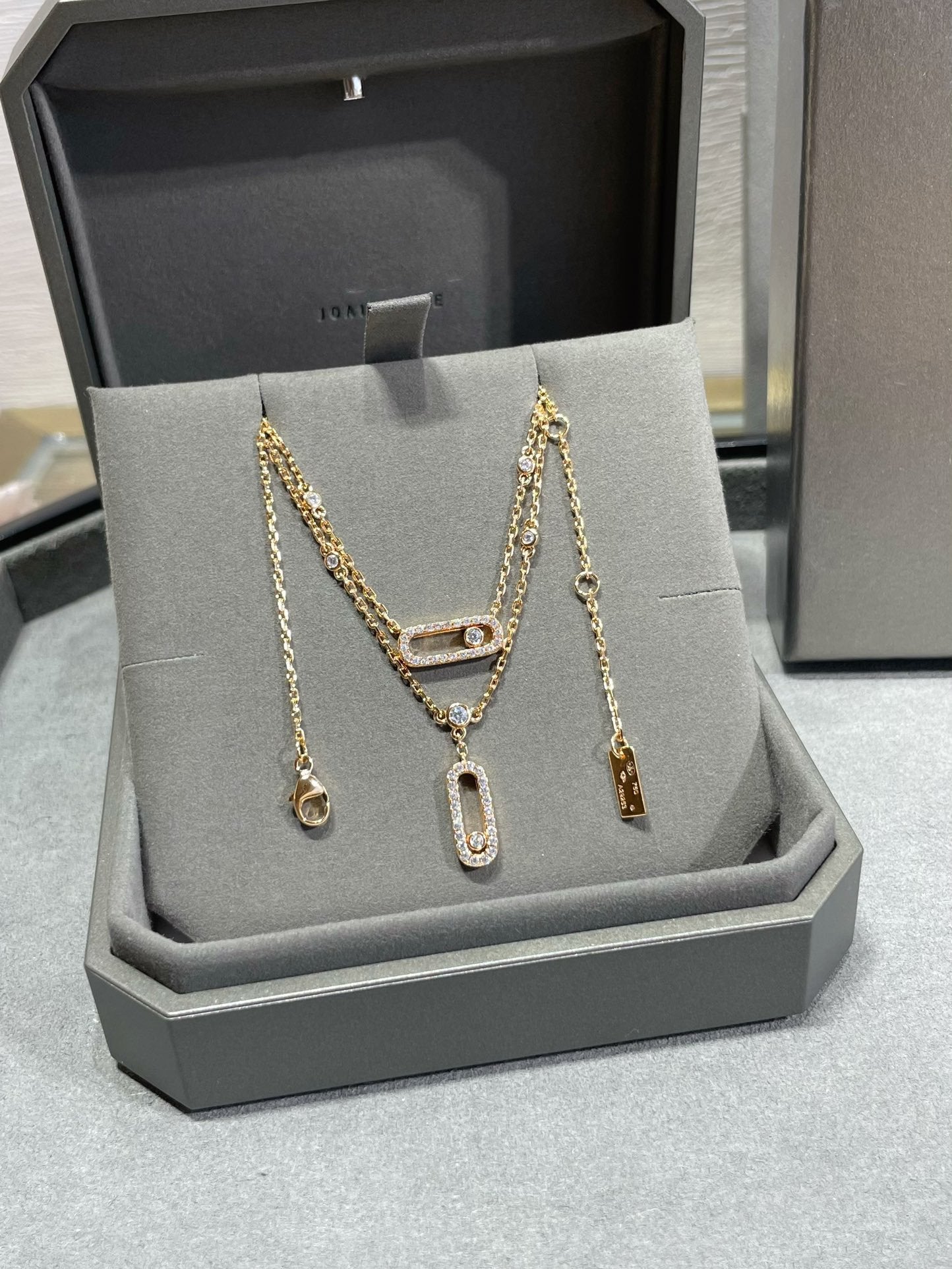 [Rosla]MOVE 2 ROW DIAMOND NECKLACE